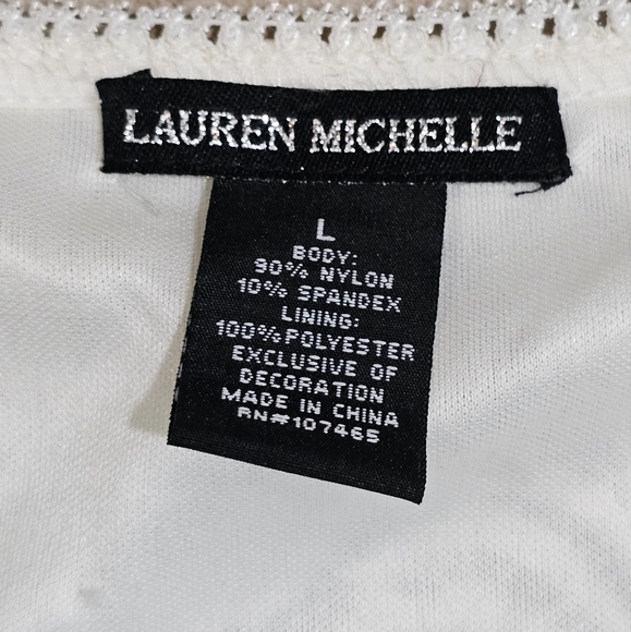 Lauren Michelle Lace Blouse Large Ivory Lined Sharkbite Hem Boho Peasant Top - Picture 4 of 6